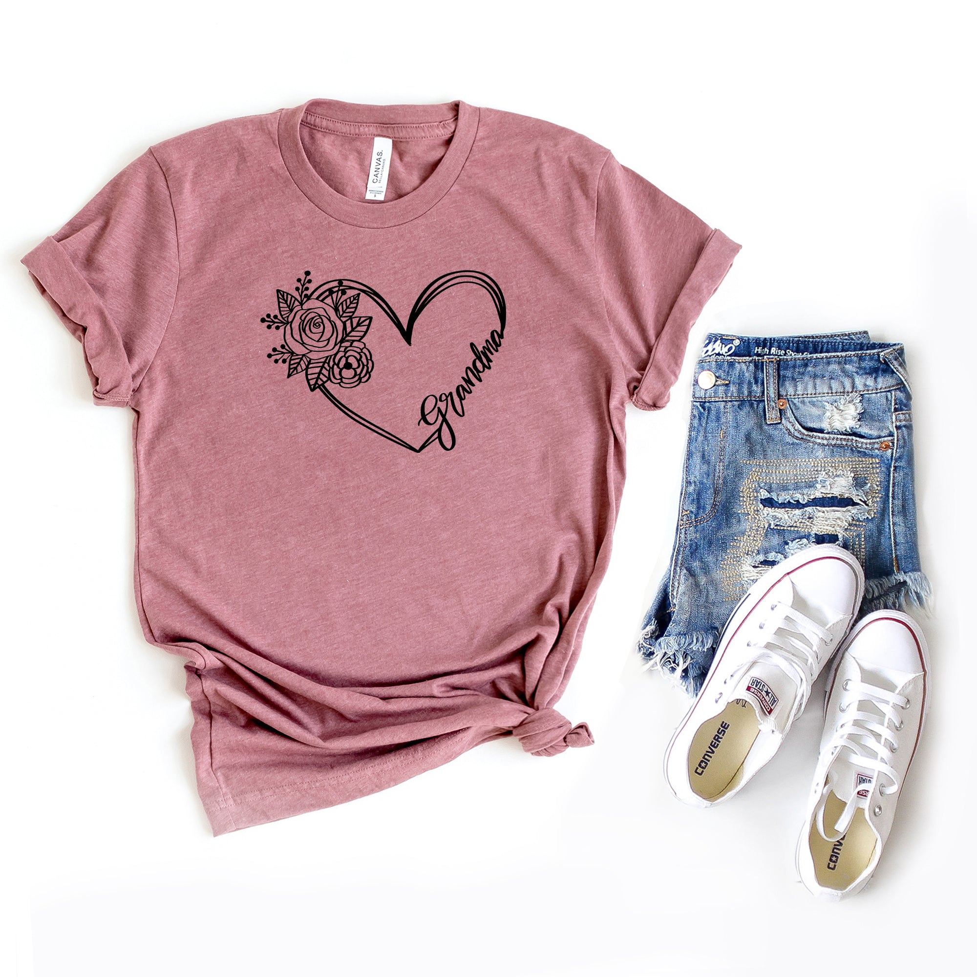 Grandma Heart Outline | Short Sleeve Graphic Tee