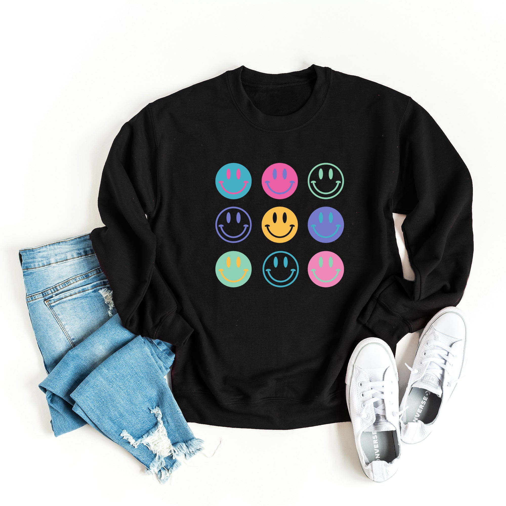 Stacked Smiley Faces | Sweatshirt