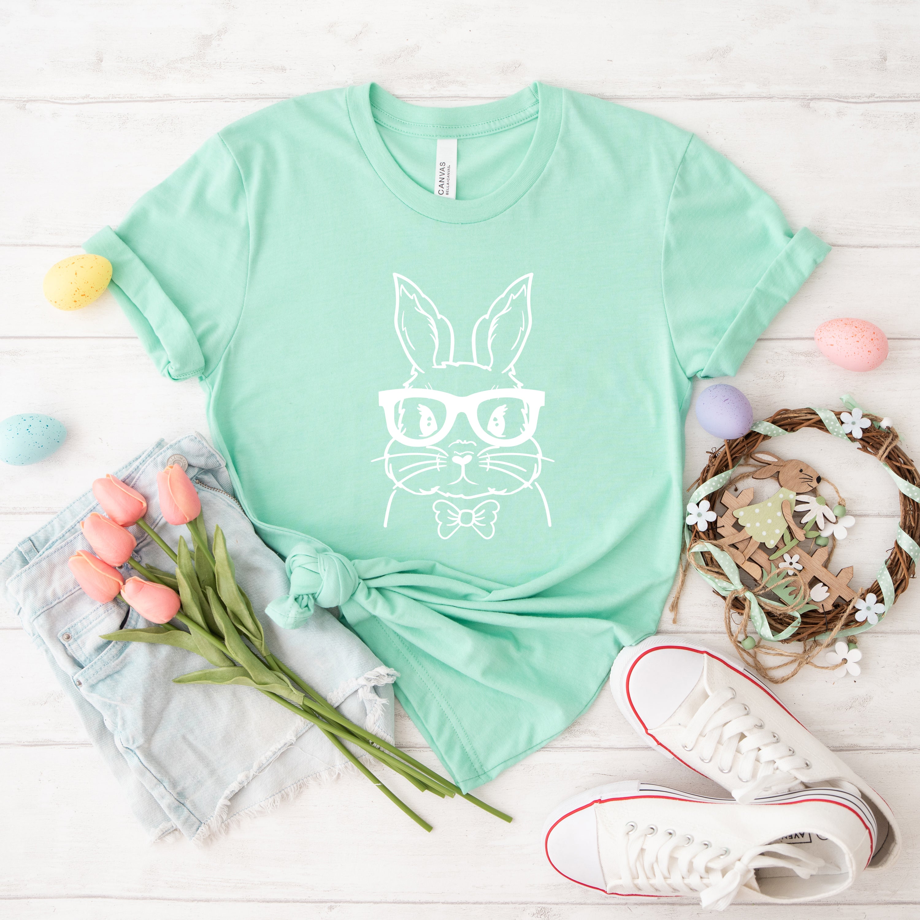 Bunny Face With Bowtie | Short Sleeve Graphic Tee