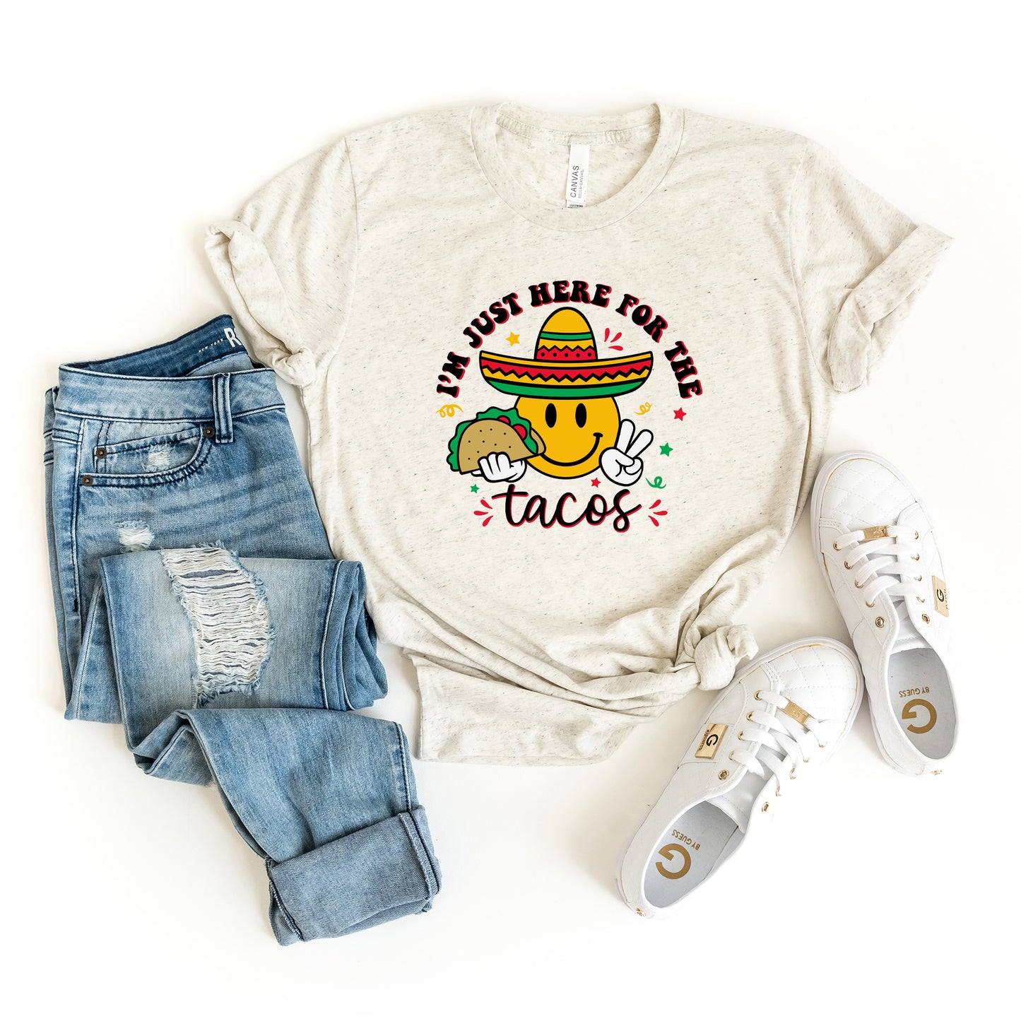 Here For The Tacos Smiley | Short Sleeve Graphic Tee
