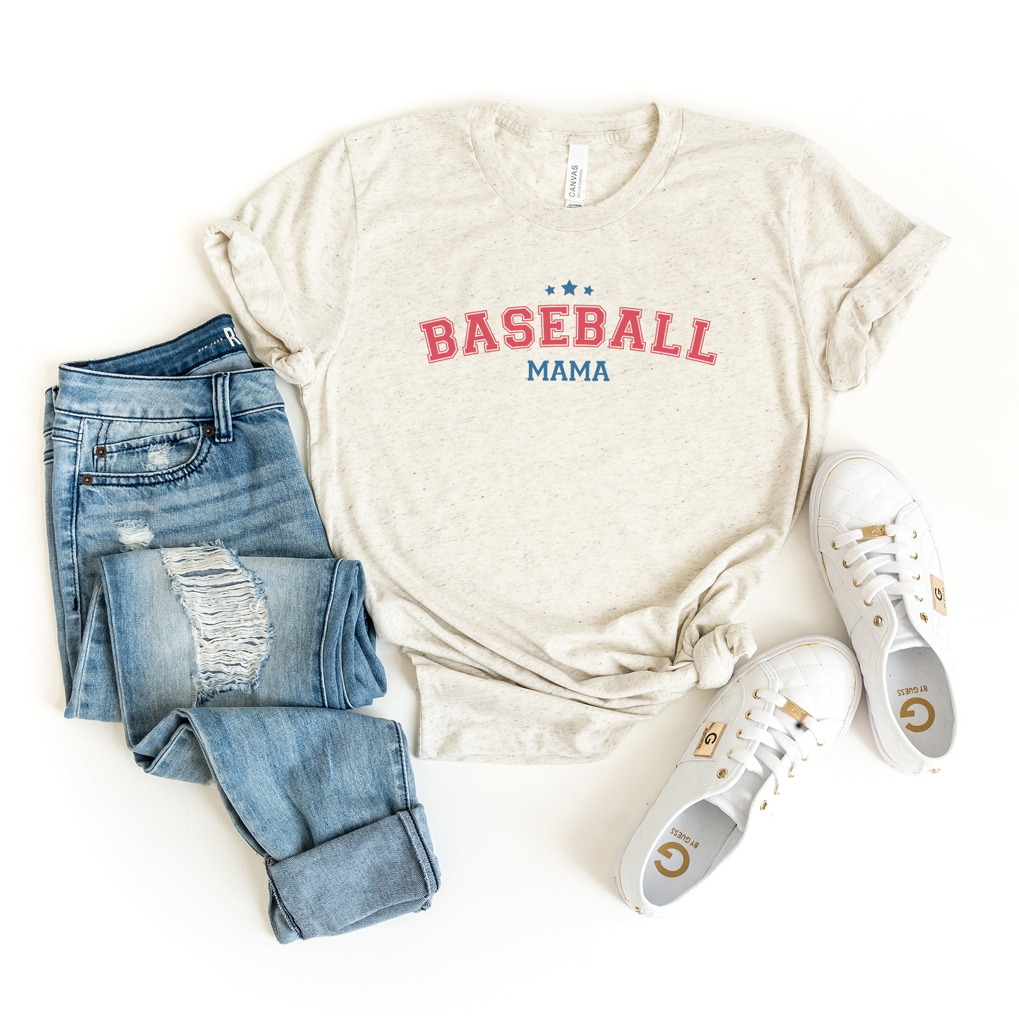 Varsity Baseball Mama Stars | Short Sleeve Graphic Tee