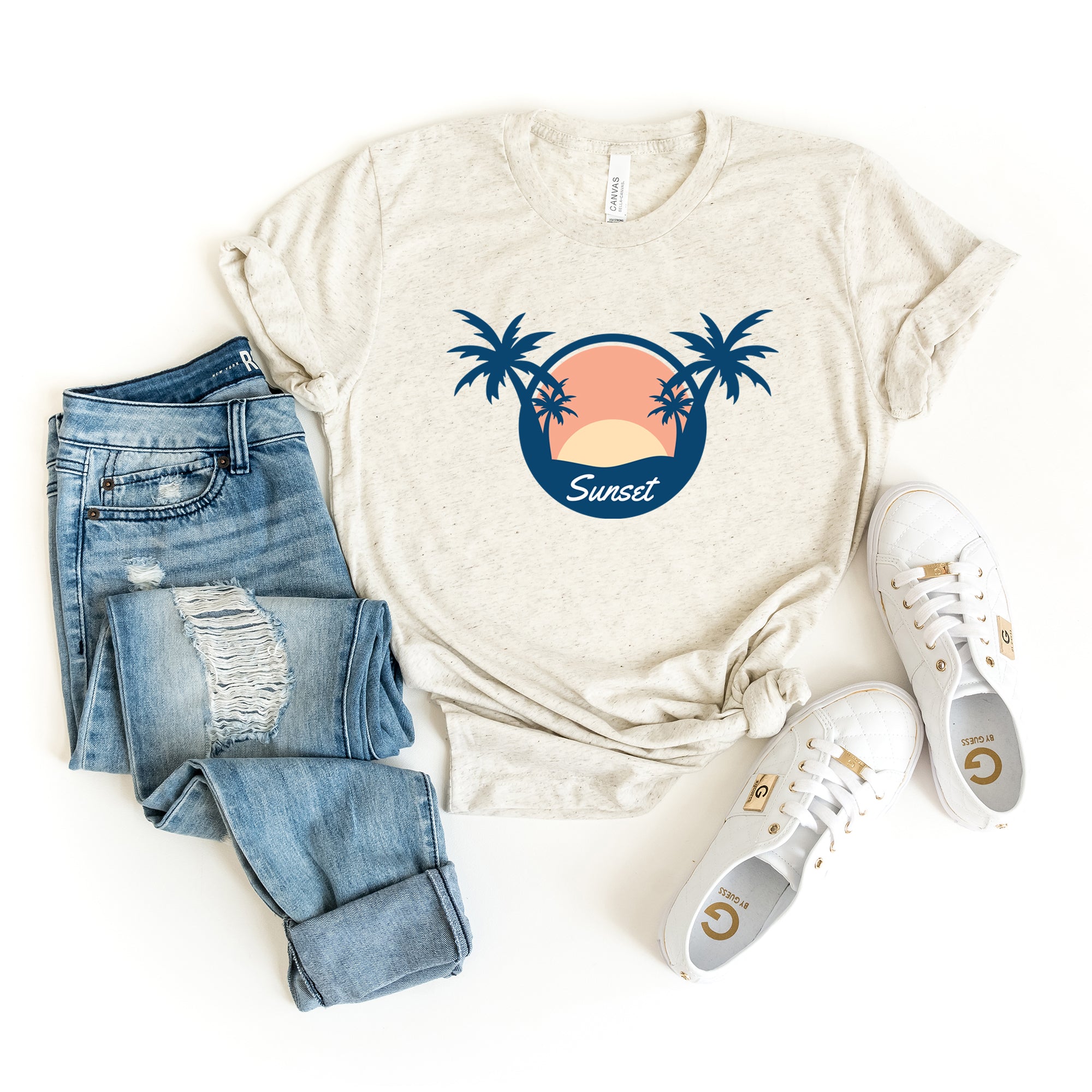 Sunset Palm Trees | Short Sleeve Graphic Tee