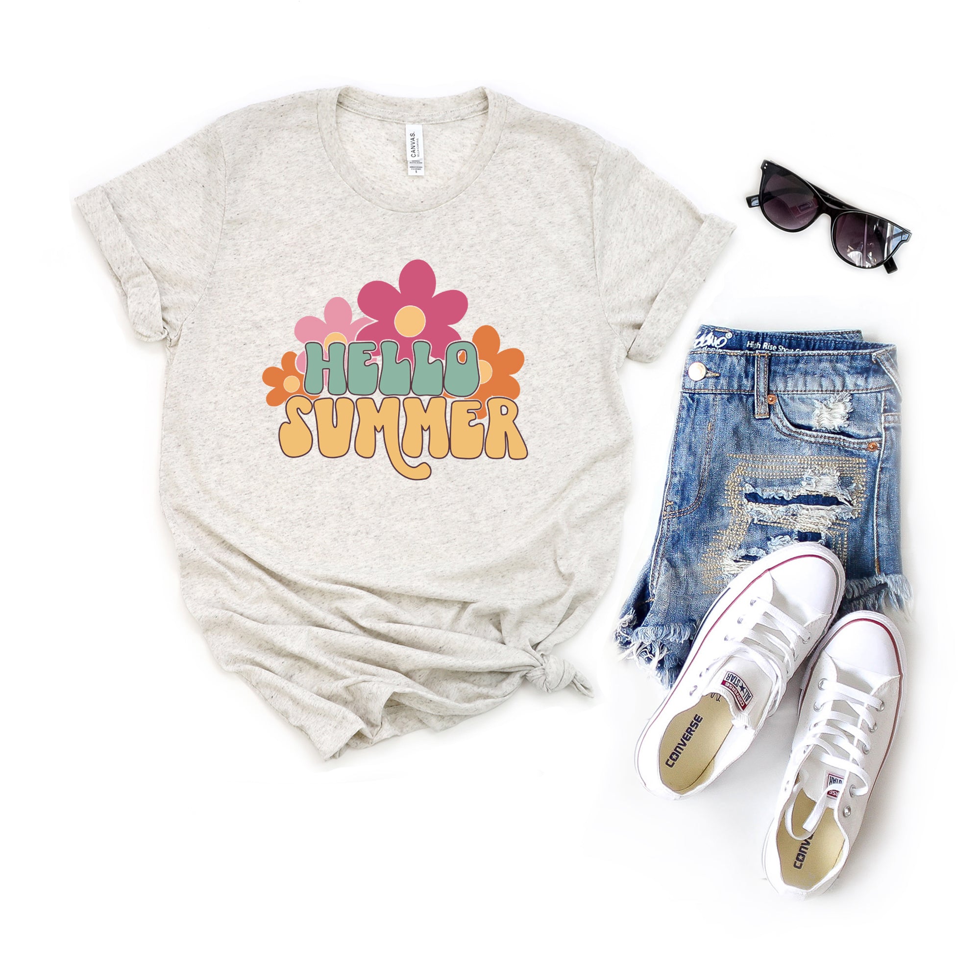 Hello Summer Flowers | Short Sleeve Graphic Tee