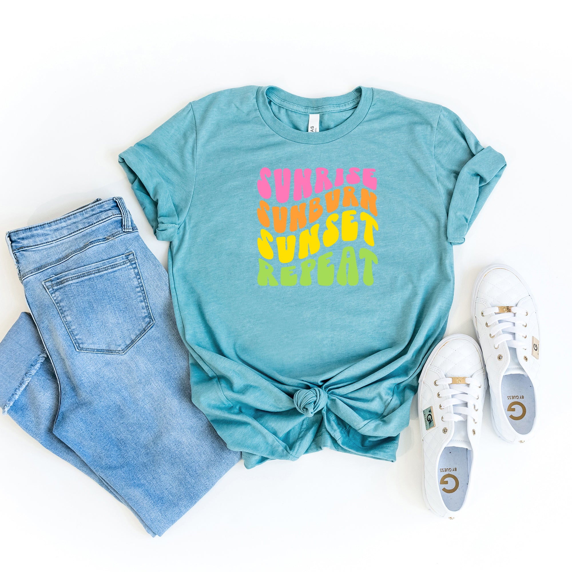 Sunrise Sunburn Sunset Repeat Colorful | Short Sleeve Graphic Tee