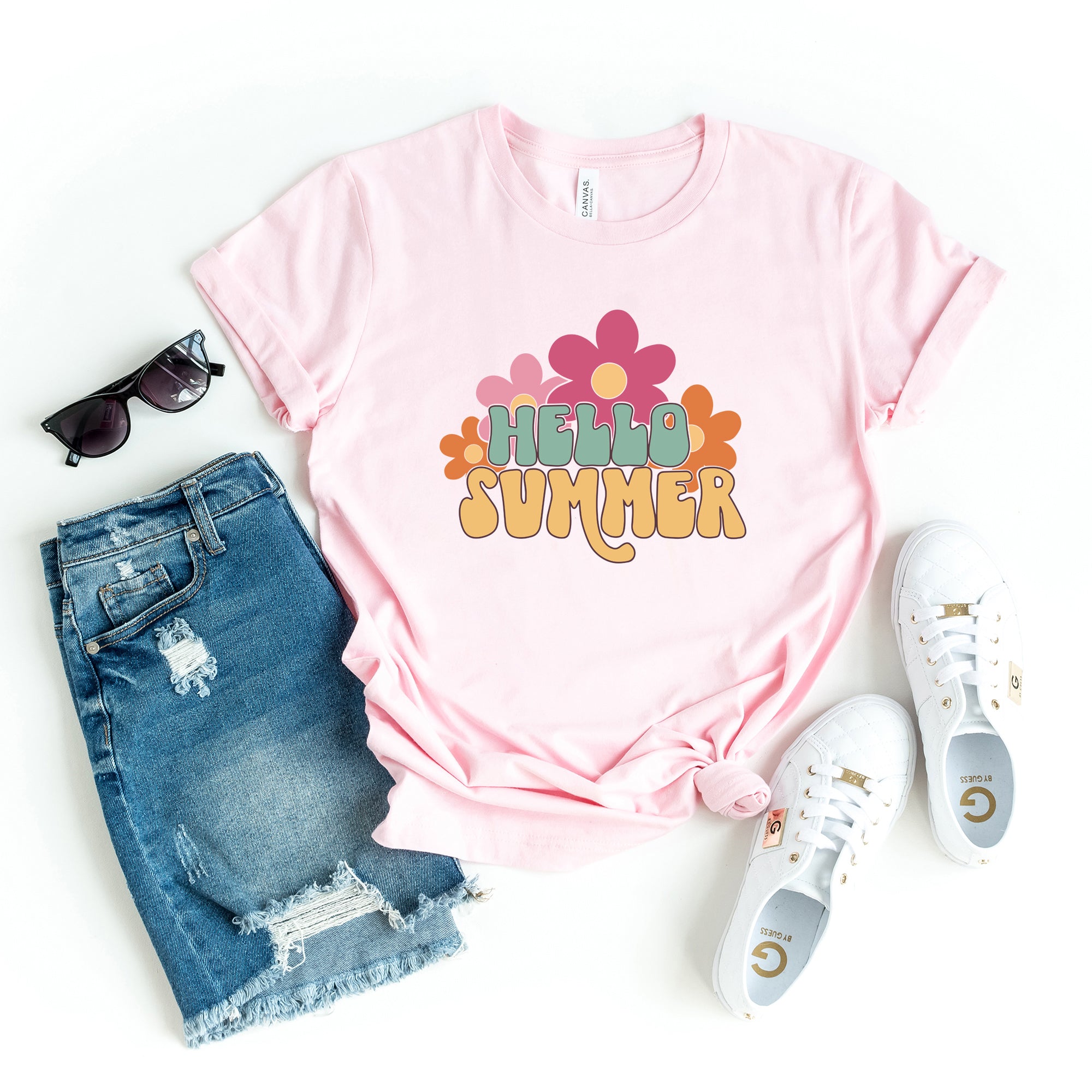 Hello Summer Flowers | Short Sleeve Graphic Tee