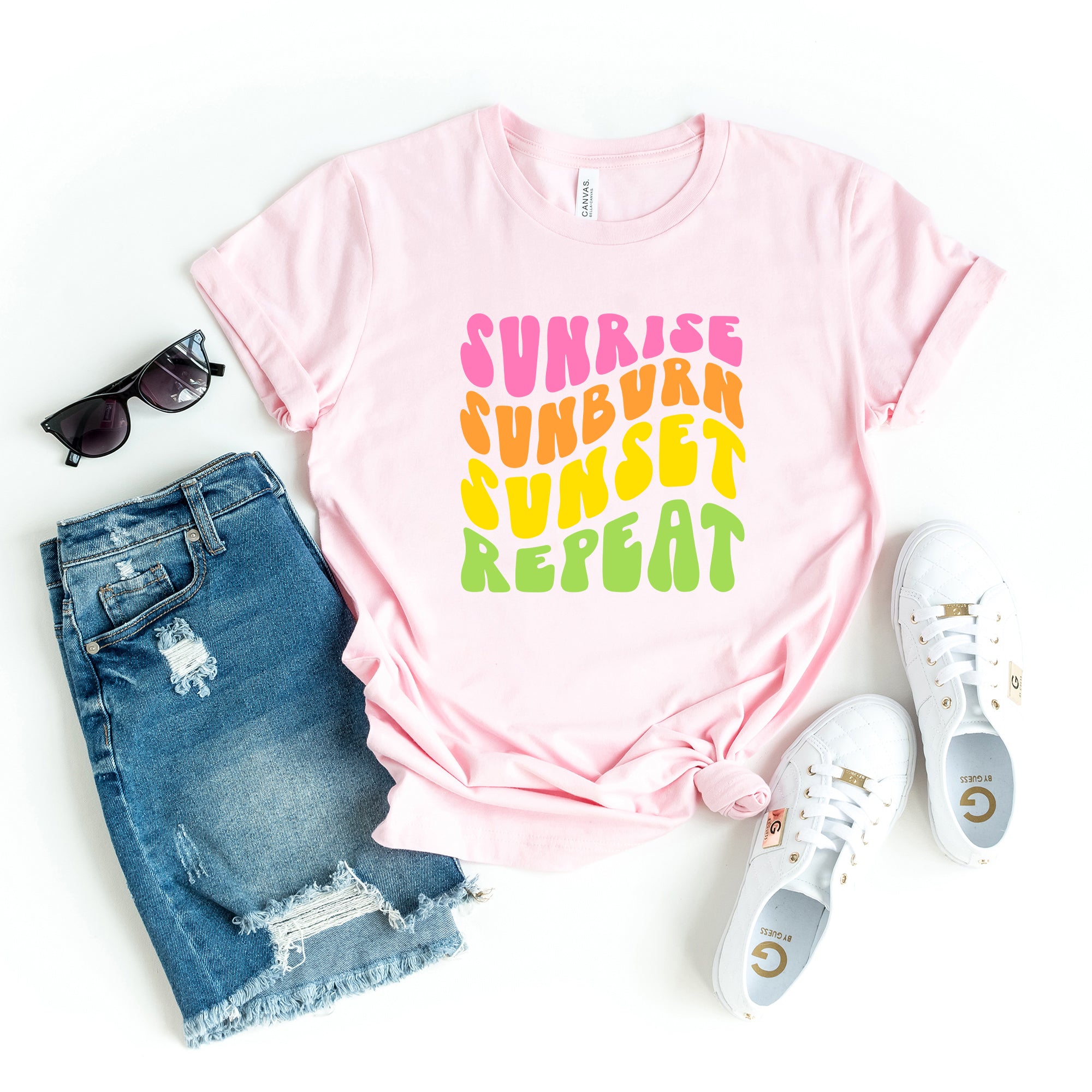 Sunrise Sunburn Sunset Repeat Colorful | Short Sleeve Graphic Tee