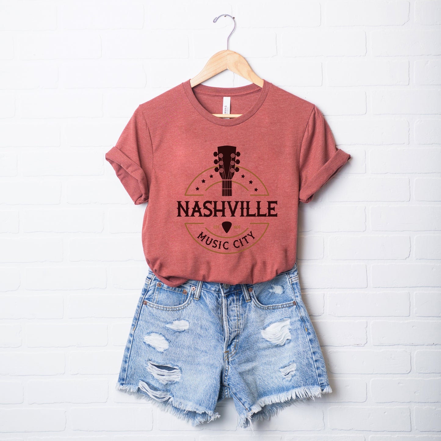 Nashville Music City Guitar | Short Sleeve Graphic Tee