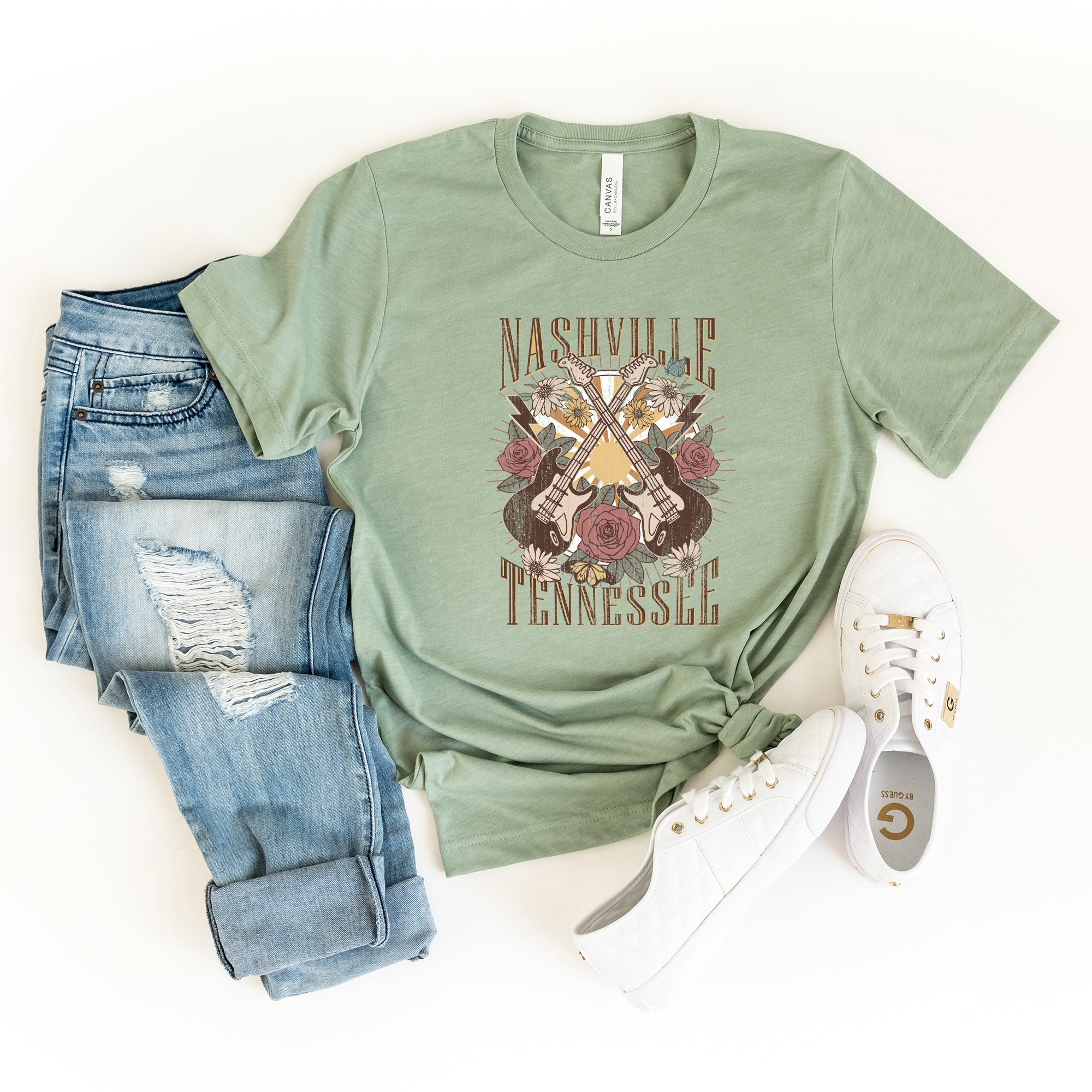 Nashville Retro Flowers | Short Sleeve Graphic Tee