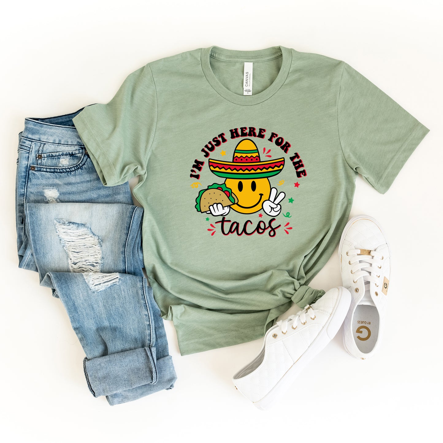 Here For The Tacos Smiley | Short Sleeve Graphic Tee