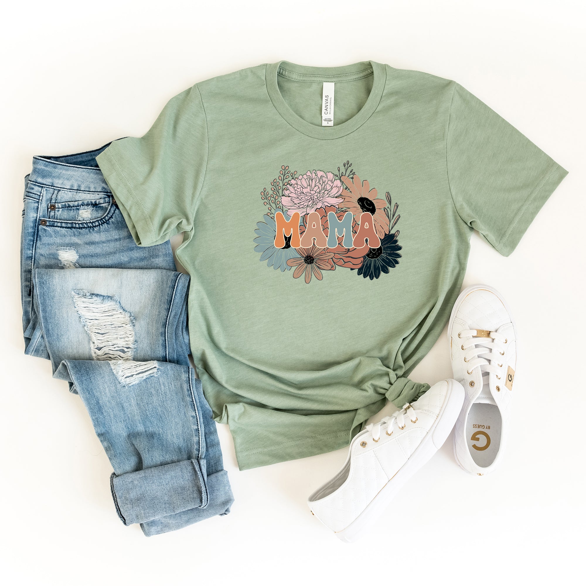 Mama Colorful Flower Bouquet | Short Sleeve Graphic Tee