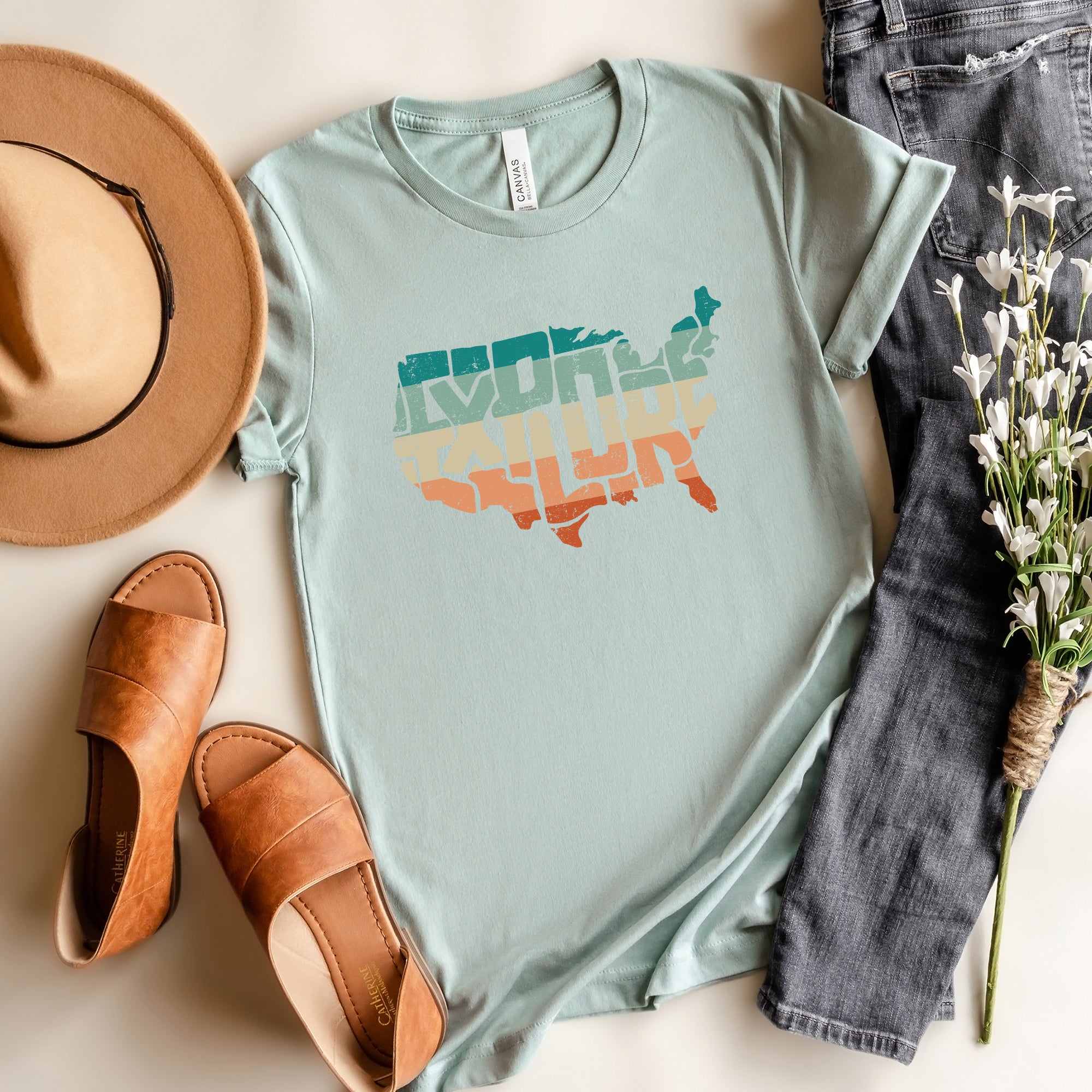 Explore America Map | Short Sleeve Graphic Tee