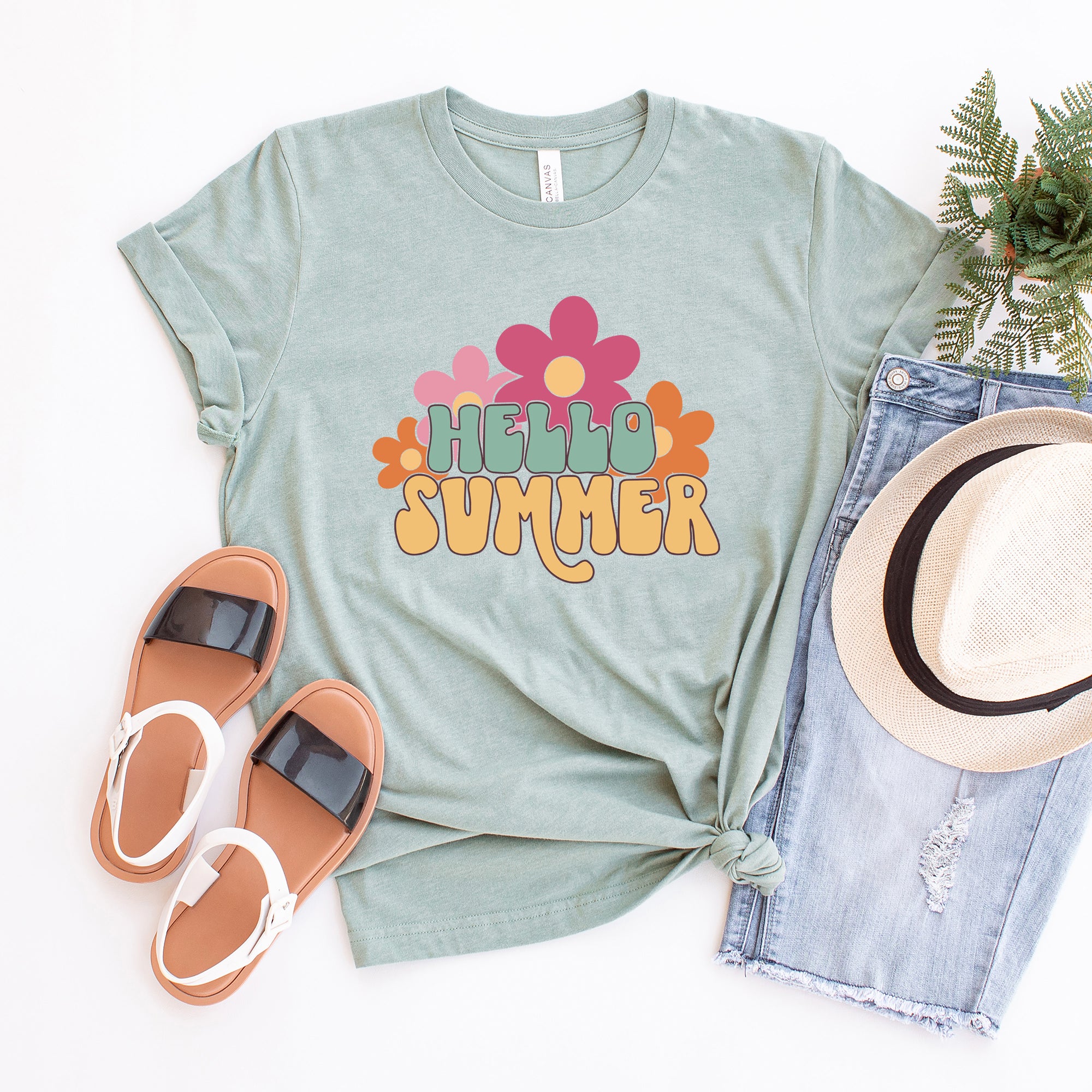 Hello Summer Flowers | Short Sleeve Graphic Tee