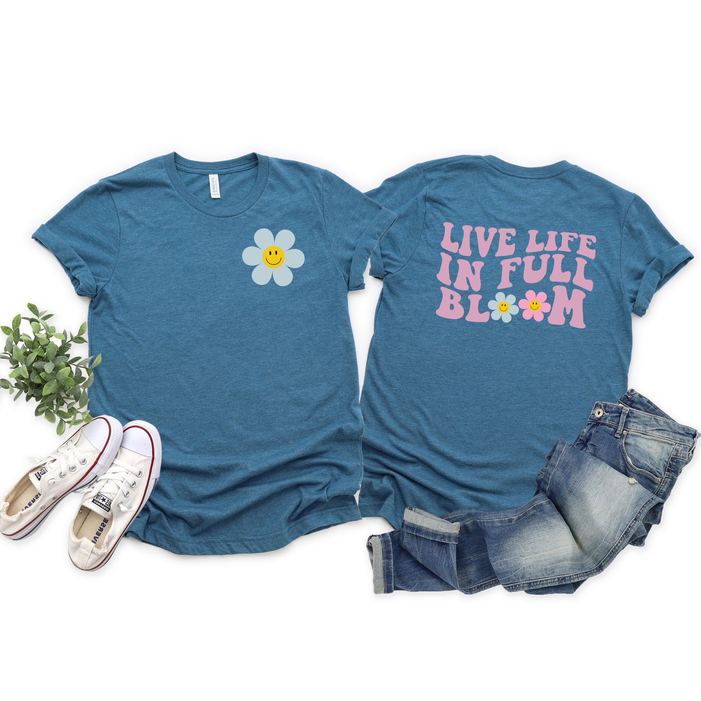 Live Life In Full Bloom | Front & Back Short Sleeve Graphic Tee