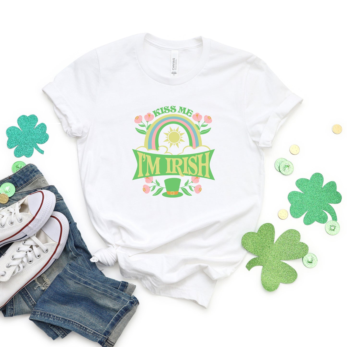Kiss Me I'm Irish Rainbow | Short Sleeve Graphic Tee