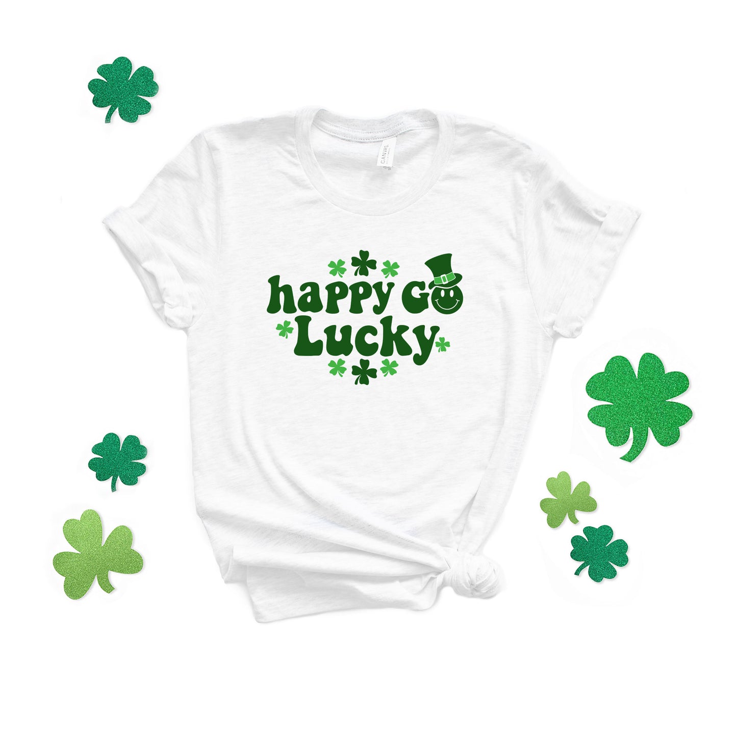 Happy Go Lucky Smiley Face With Hat | Short Sleeve Graphic Tee
