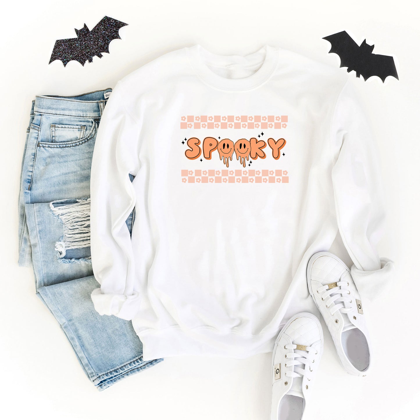 Spooky Checkered Flowers | Sweatshirt