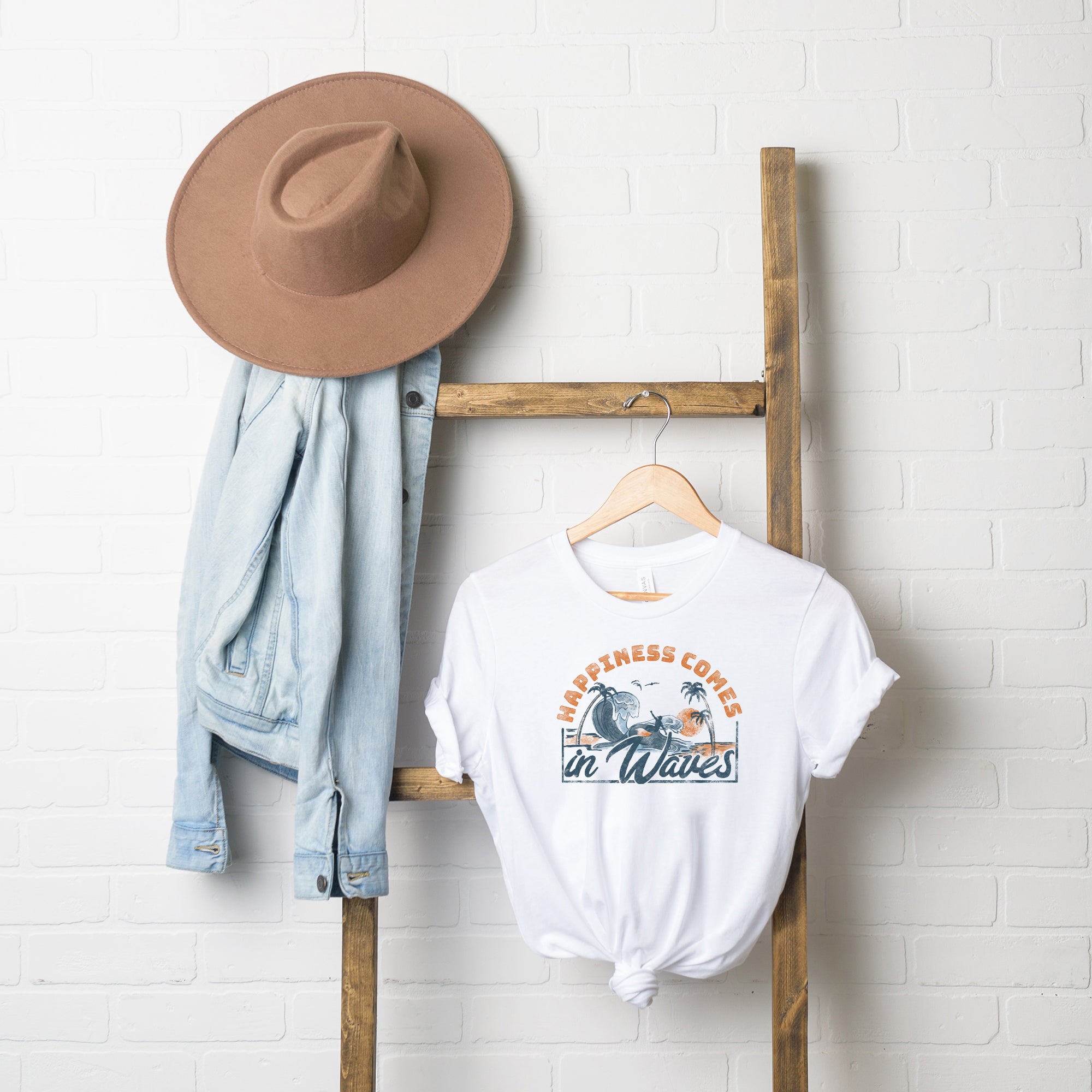 Happiness Comes In Waves Colorful | Short Sleeve Graphic Tee