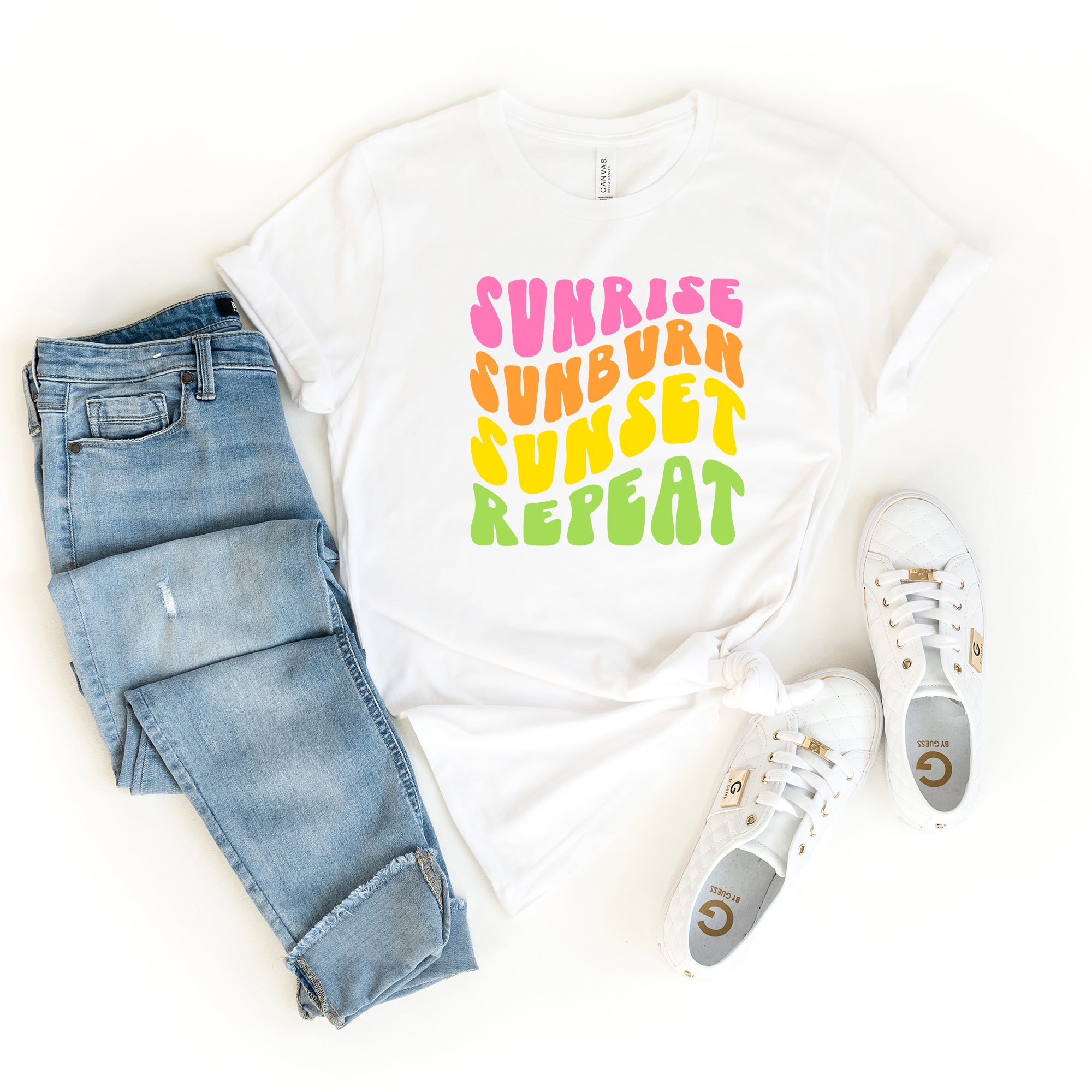 Sunrise Sunburn Sunset Repeat Colorful | Short Sleeve Graphic Tee