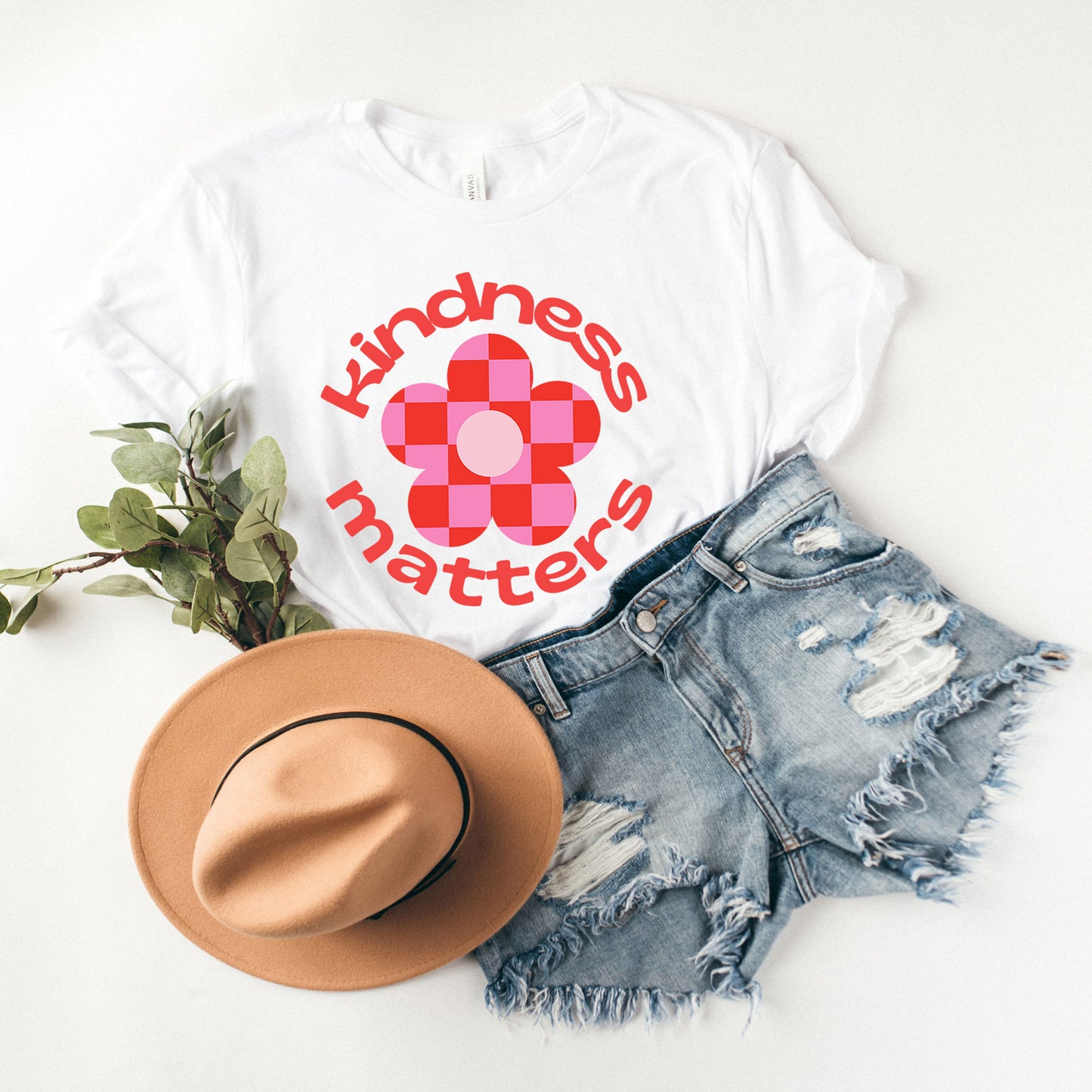Kindness Matters Checkered Flower | Short Sleeve Graphic Tee