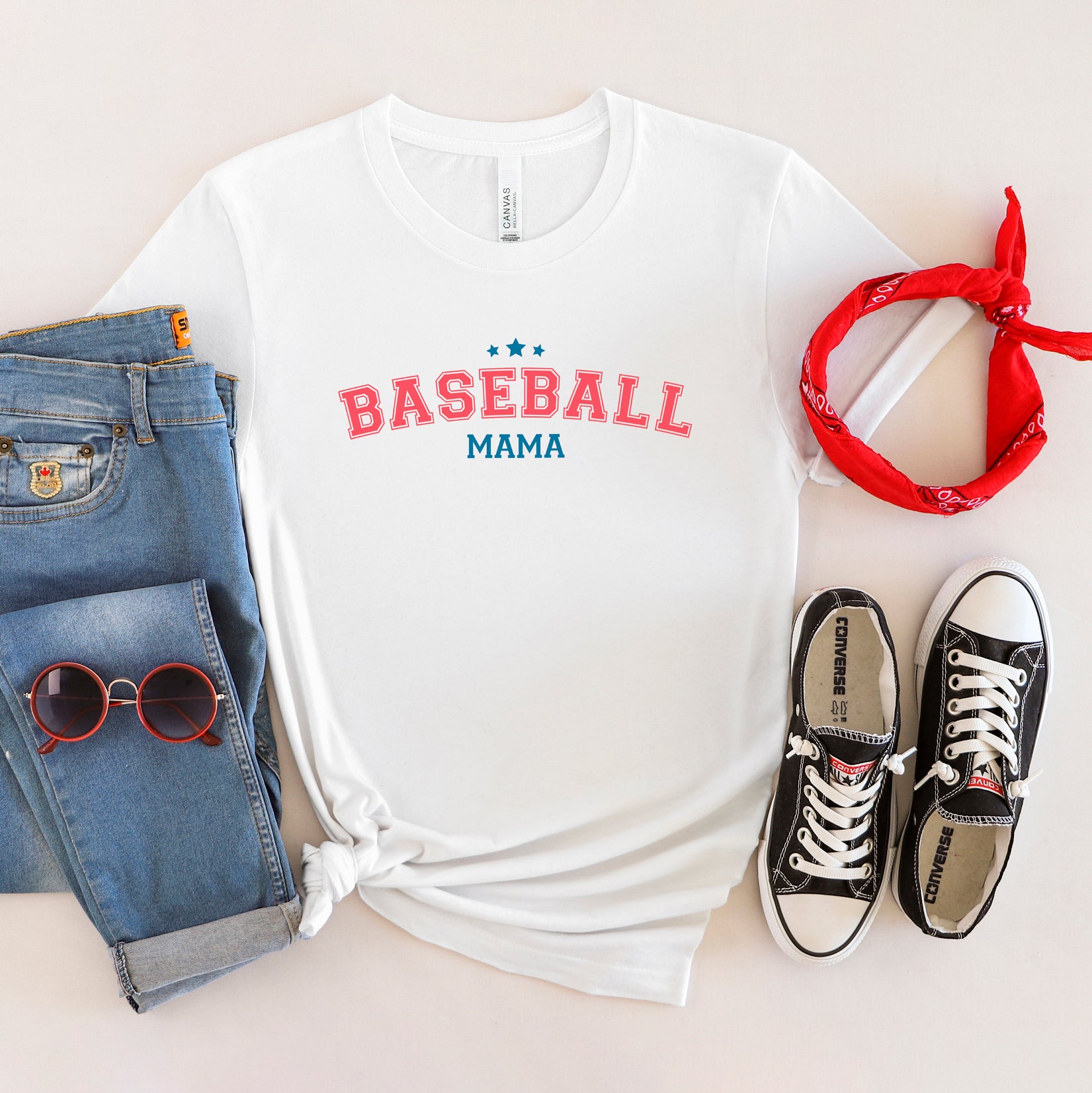 Varsity Baseball Mama Stars | Short Sleeve Graphic Tee
