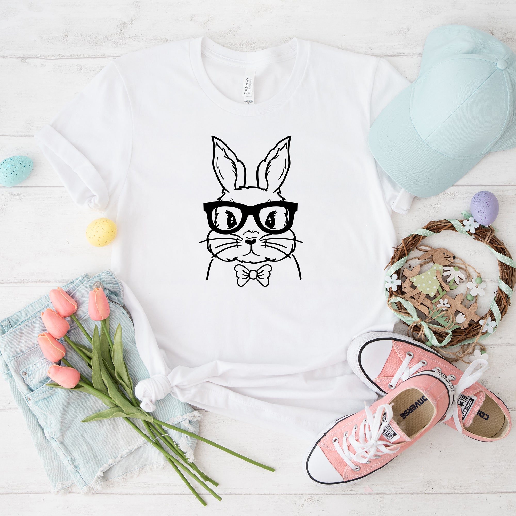 Bunny Face With Bowtie | Short Sleeve Graphic Tee