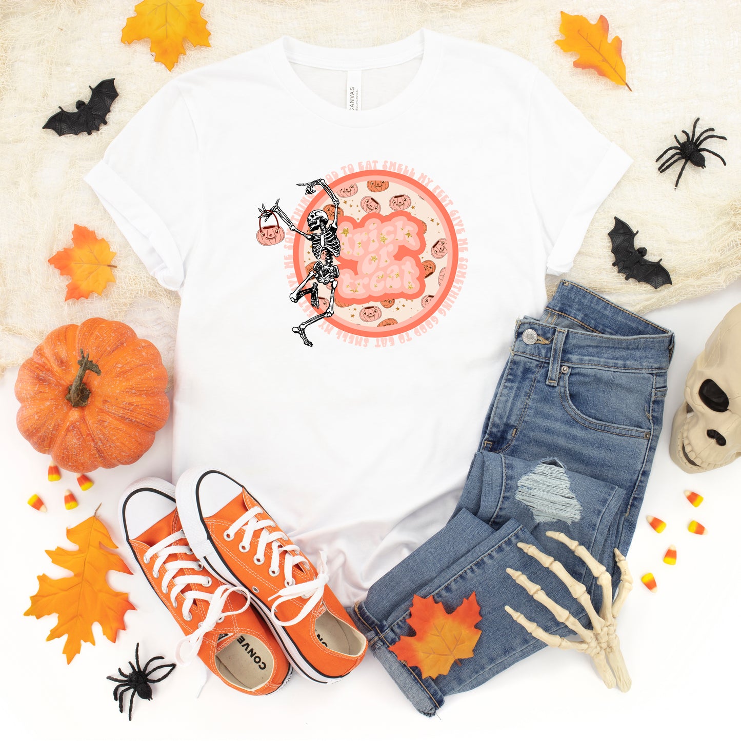 Trick Or Treat Skeleton | Short Sleeve Graphic Tee