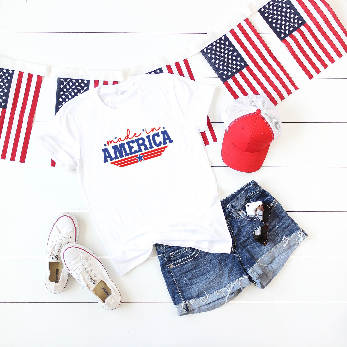 Made In America Stripes | Short Sleeve Graphic Tee