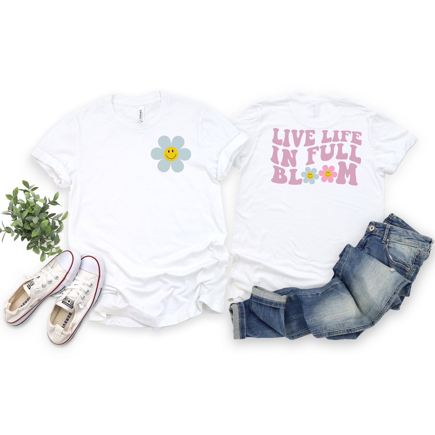 Live Life In Full Bloom | Front & Back Short Sleeve Graphic Tee