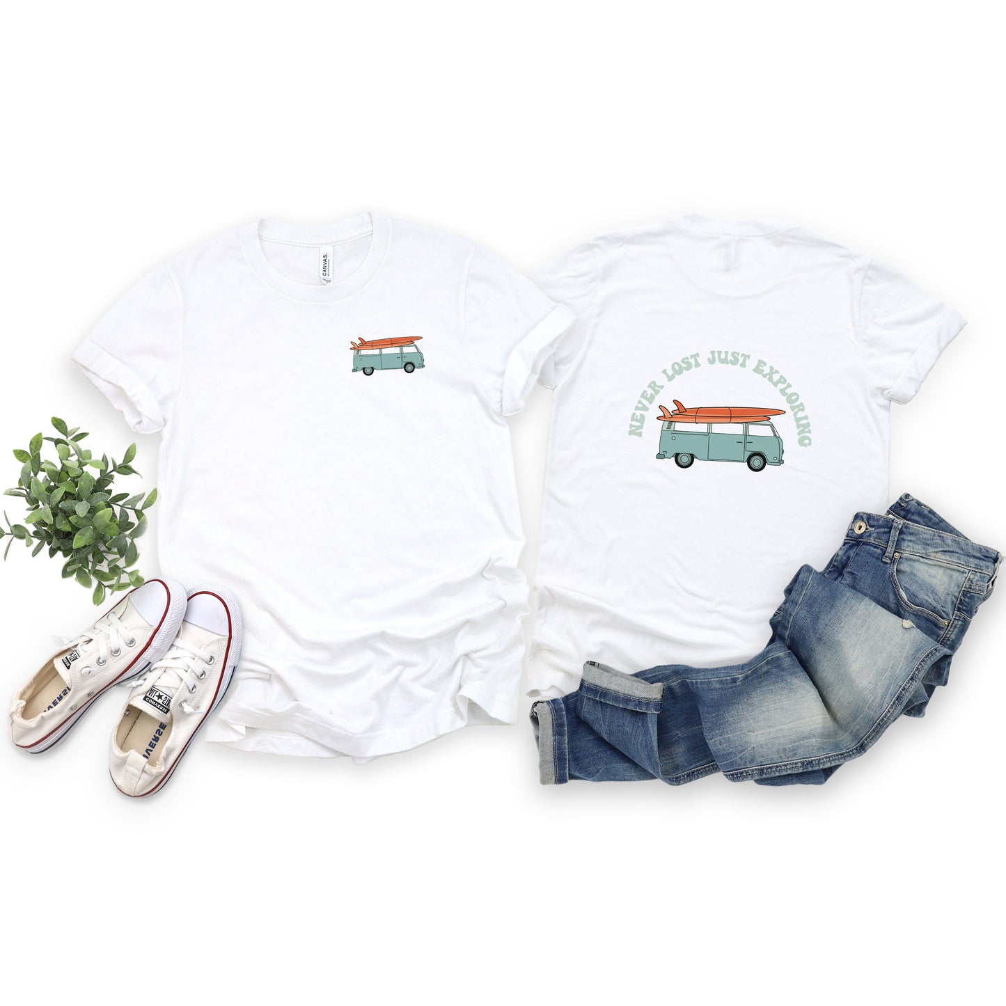 Never Lost Light Blue | Front & Back Short Sleeve Graphic Tee