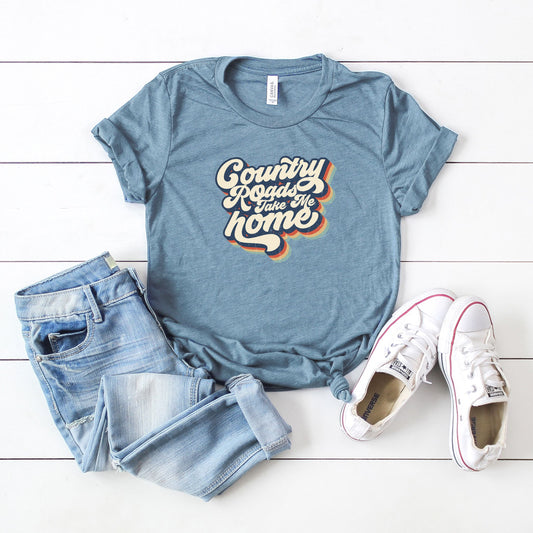 Country Roads Take Me Home Colorful | Short Sleeve Graphic Tee