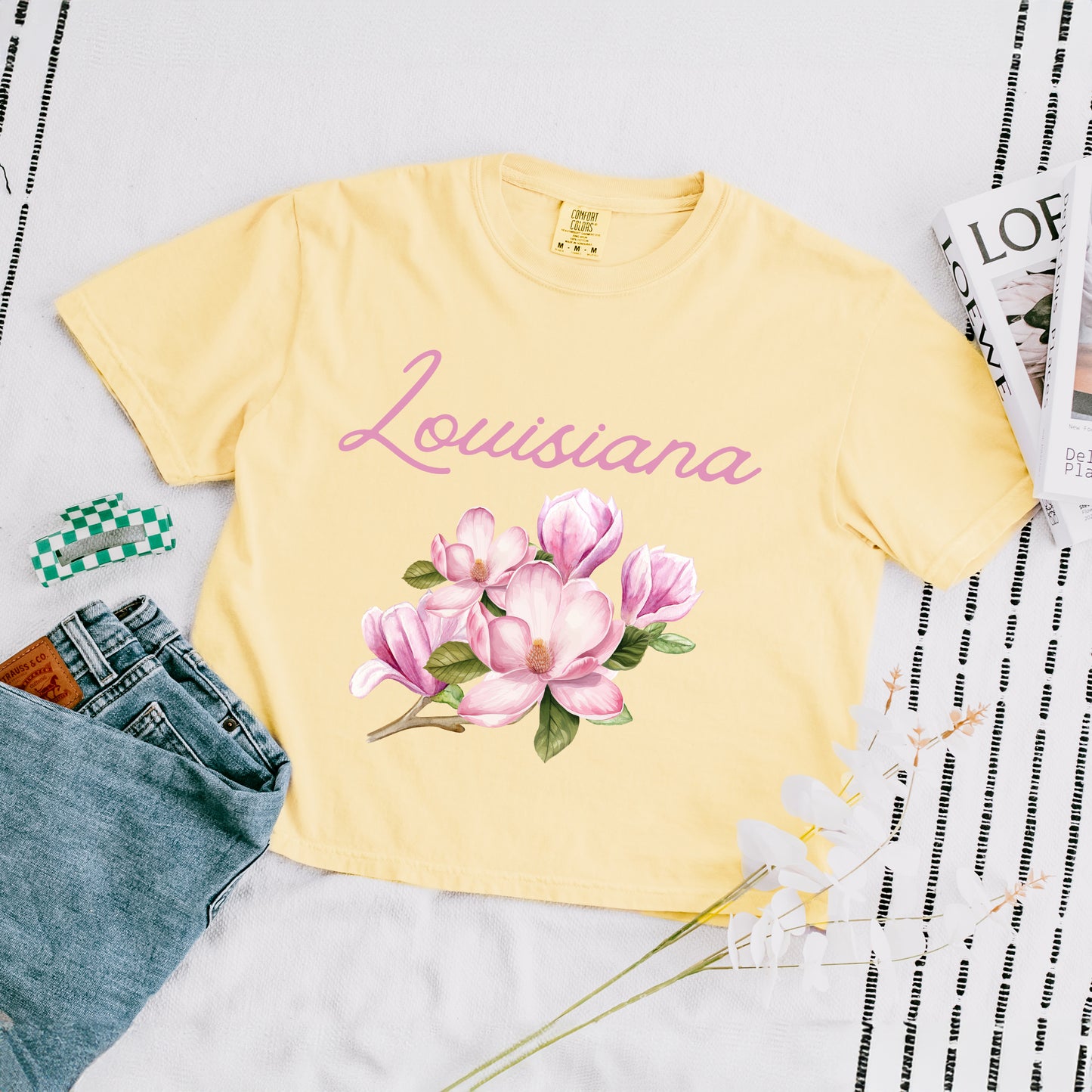 Louisiana Flower Colorful | Relaxed Fit Cropped Tee