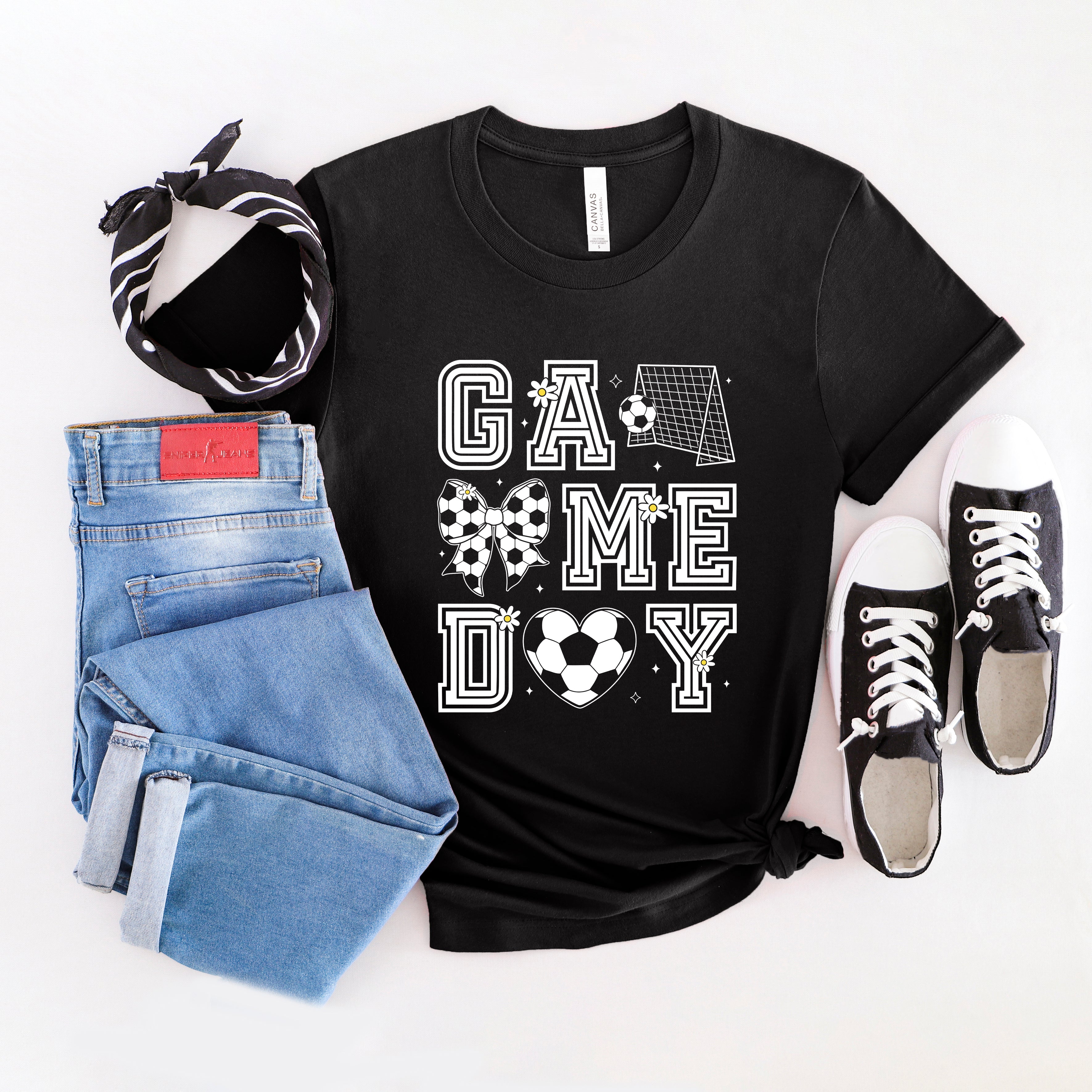 Soccer Game Day Flower | Short Sleeve Graphic Tee