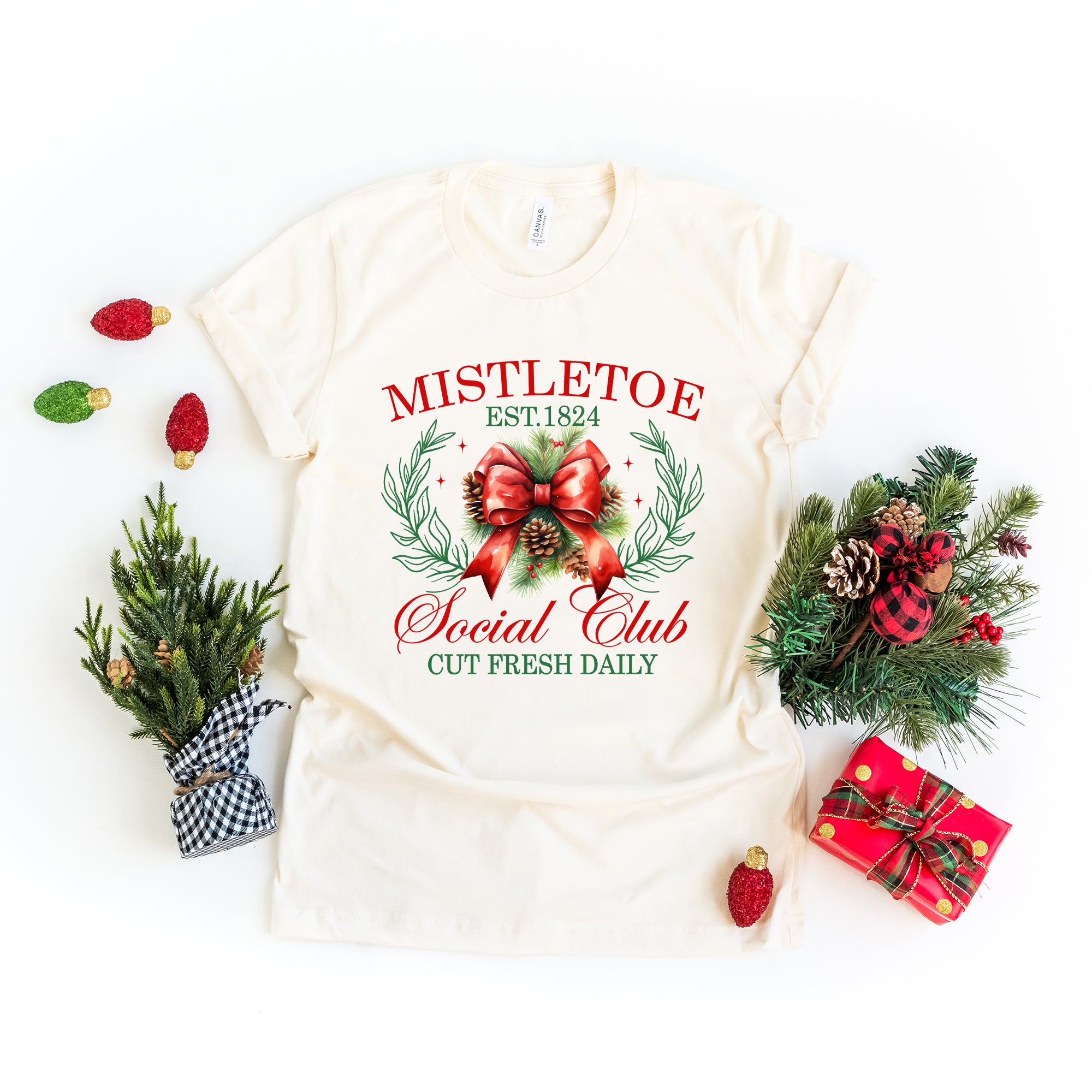 Coquette Mistletoe Social Club | Short Sleeve Crewneck