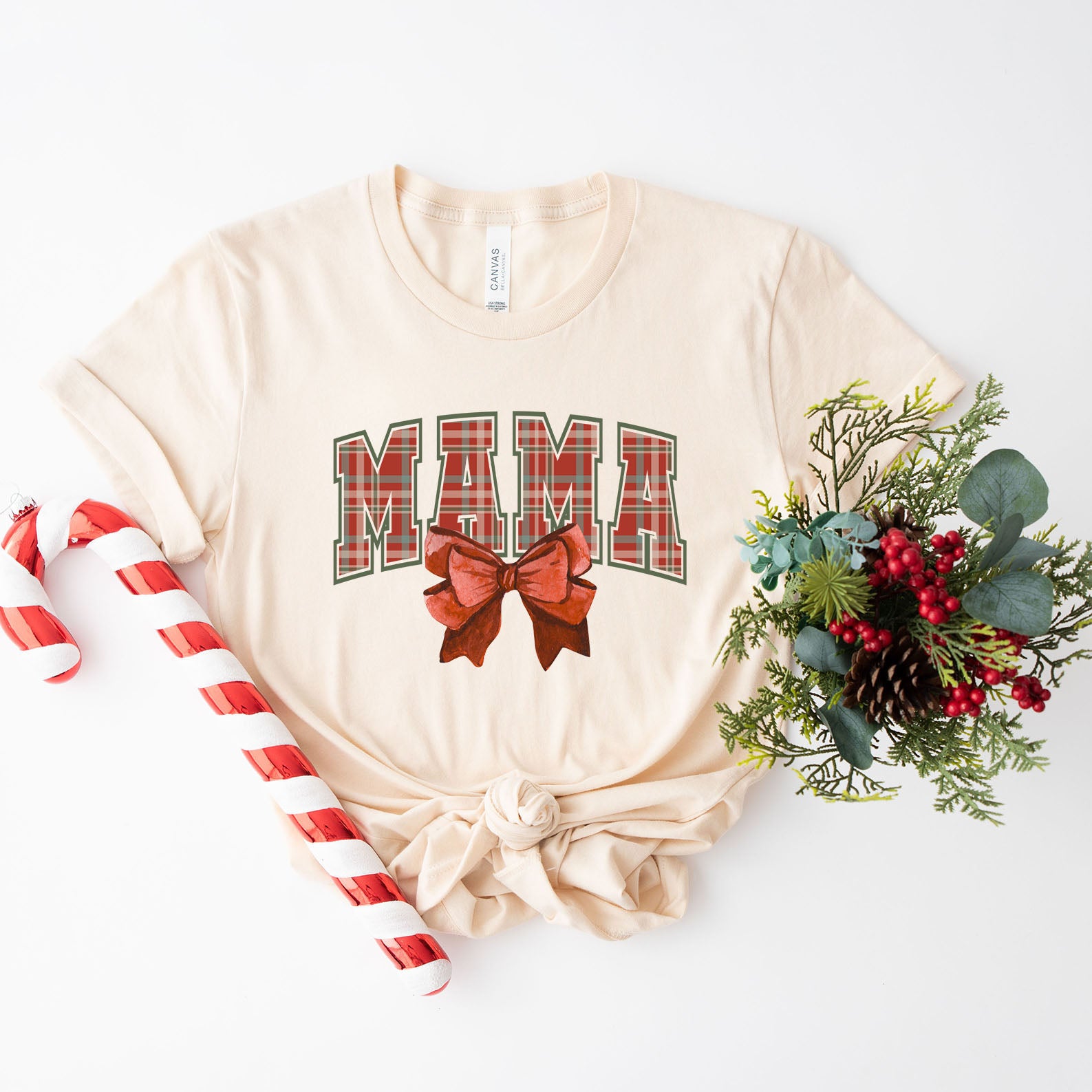 Coquette Plaid Mama | Short Sleeve Crewneck