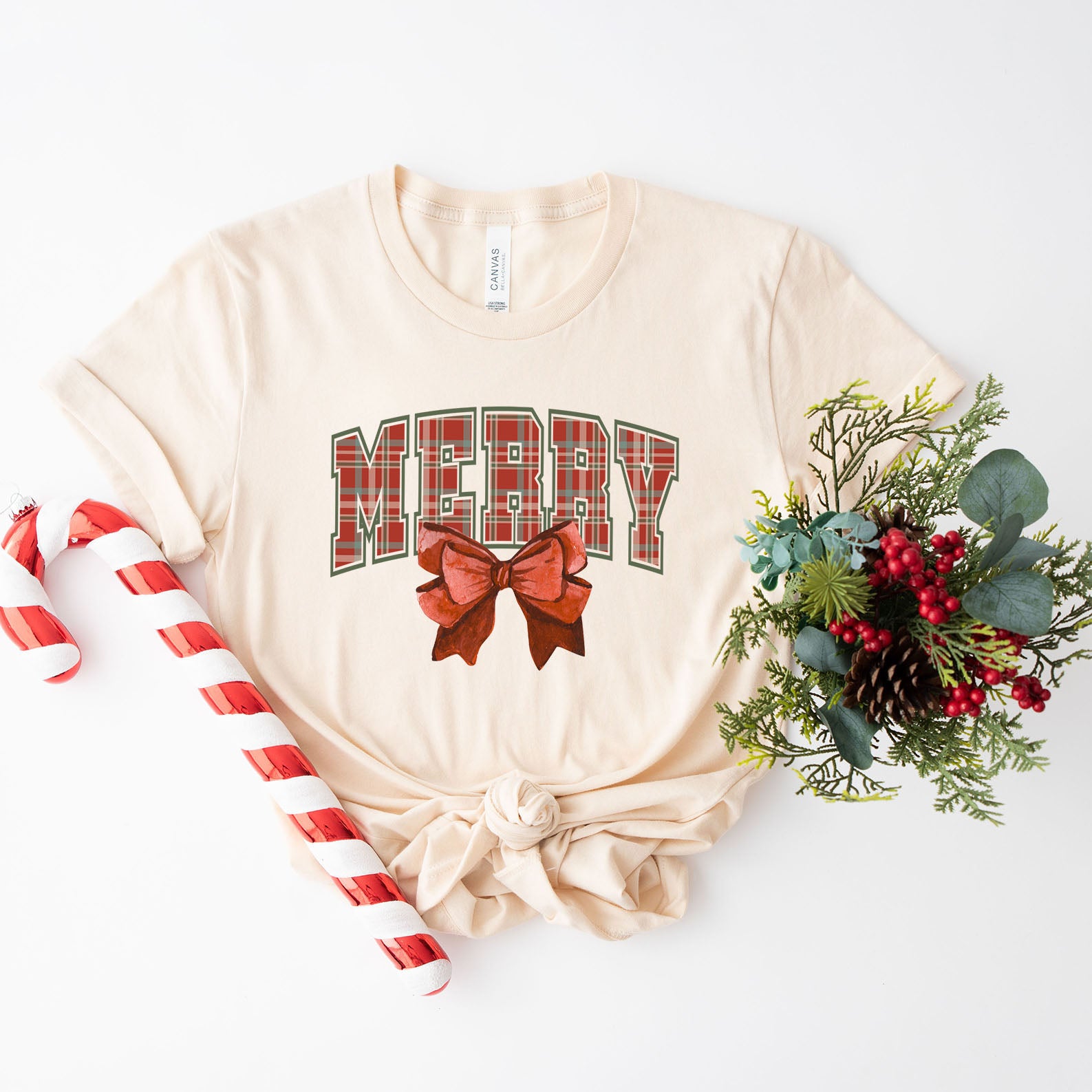 Coquette Plaid Merry | Short Sleeve Crewneck
