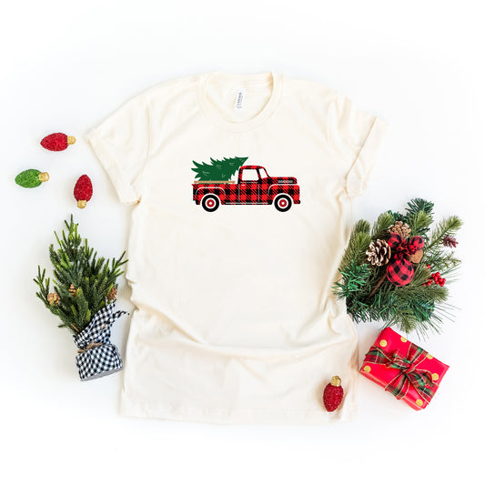 Plaid Christmas Truck | Short Sleeve Graphic Tee