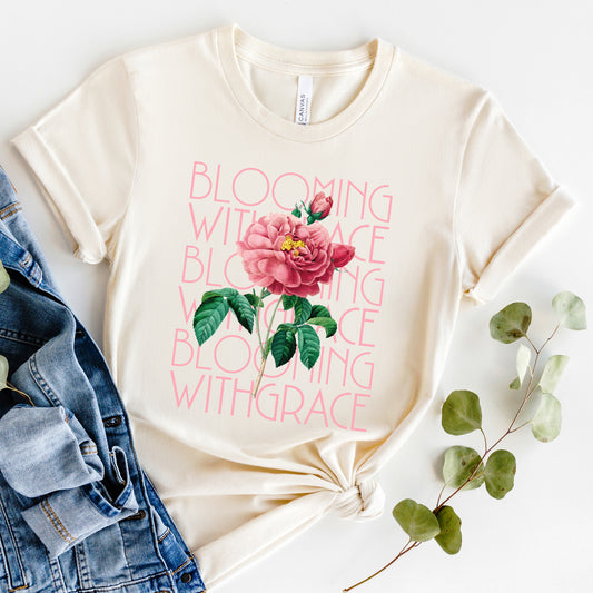 Blooming With Grace Flower | Short Sleeve Crew Neck