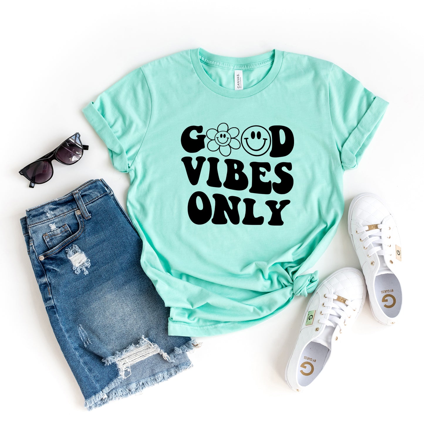 Good Vibes Only Smiley Face | Short Sleeve Graphic Tee