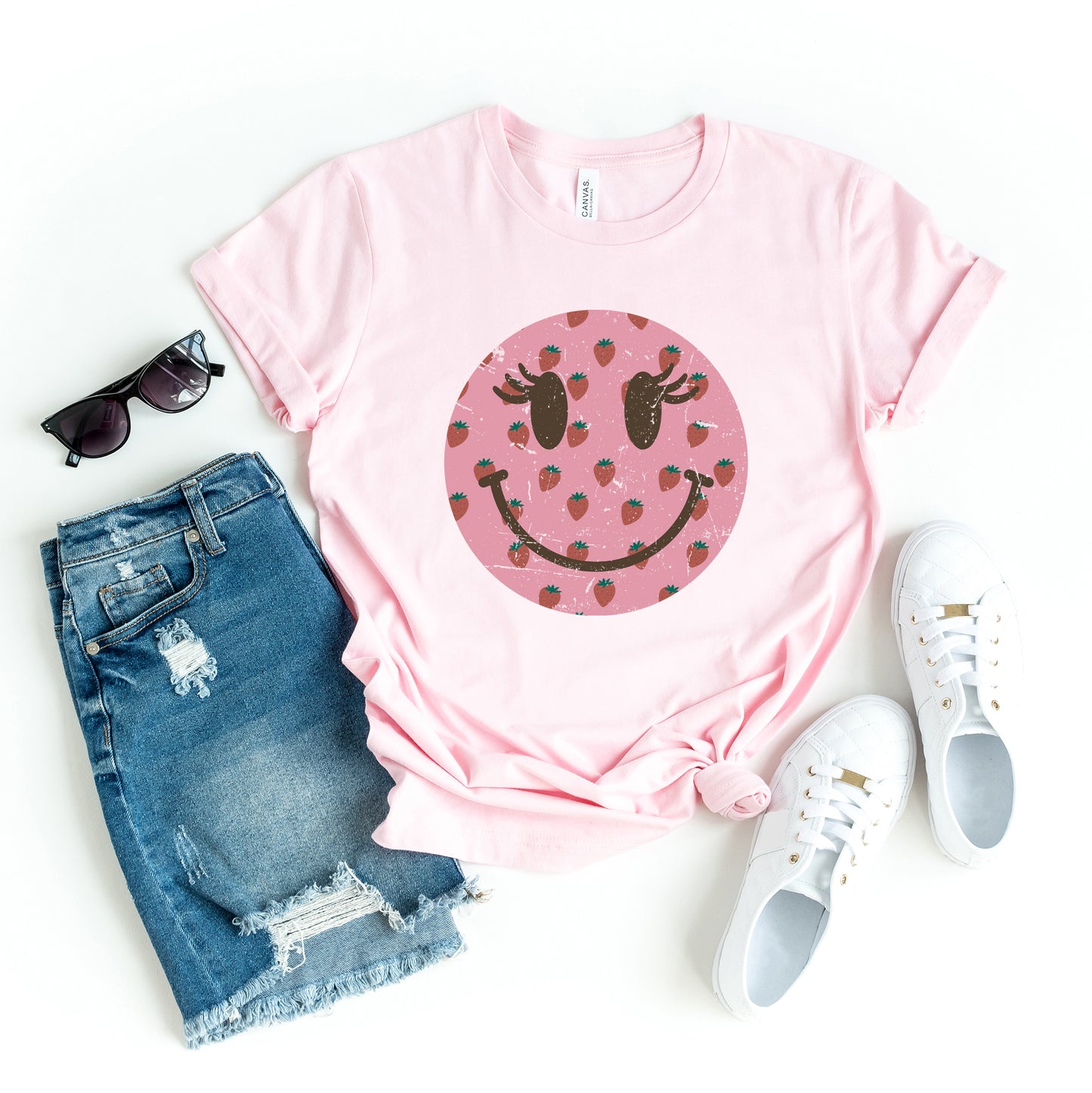 Smiley Face Strawberries | Short Sleeve Graphic Tee