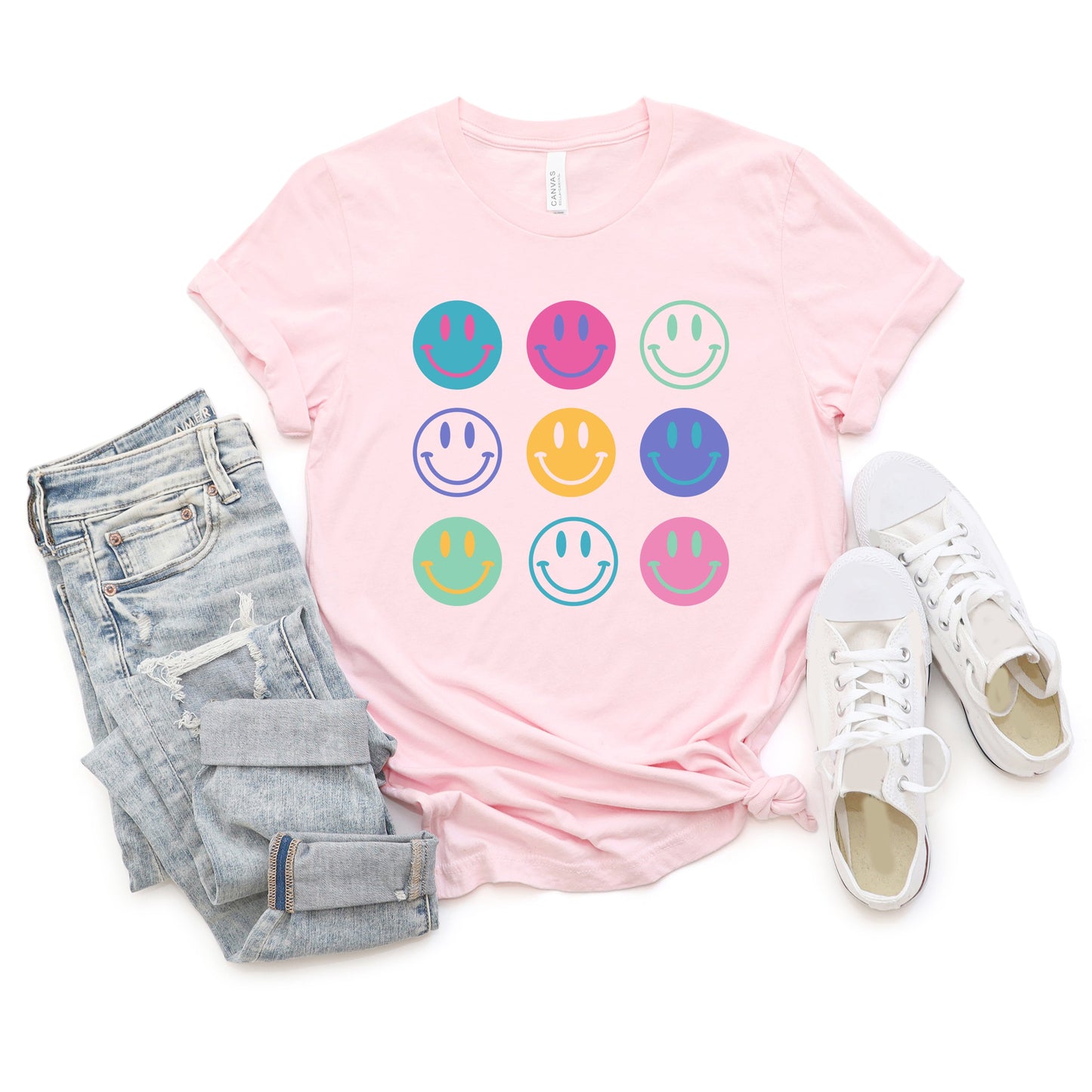 Clearance Stacked Smiley Faces | Short Sleeve Graphic Tee