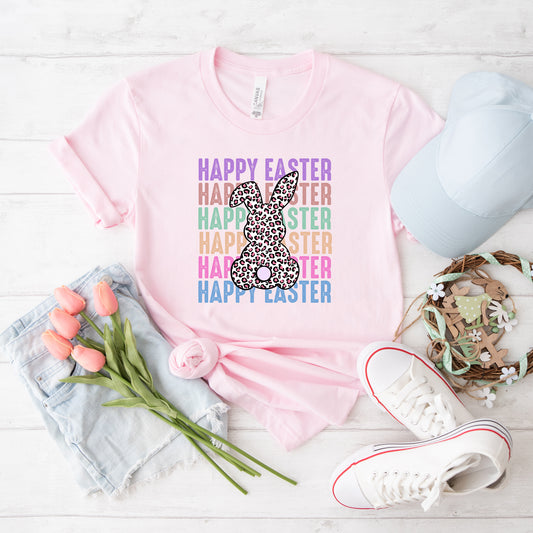 Easter Stacked Leopard Bunny | Short Sleeve Graphic Tee