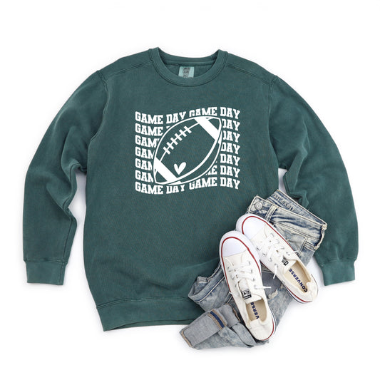 Football Game Day Stacked Wavy | Garment Dyed Sweatshirt