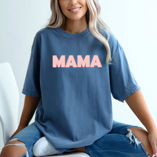 Pink Checkered Mama | Garment Dyed Tee