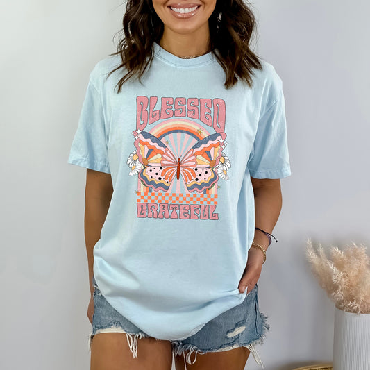 Blessed Grateful Butterfly | Garment Dyed Short Sleeve Tee