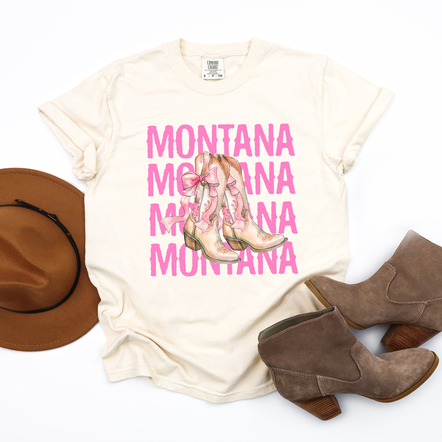 Coquette Montana Cowgirl Boots | Garment Dyed Short Sleeve Tee