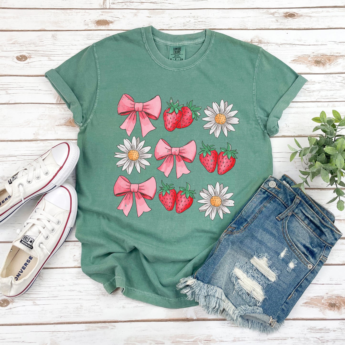 Coquette Strawberry Floral | Garment Dyed Short Sleeve Tee