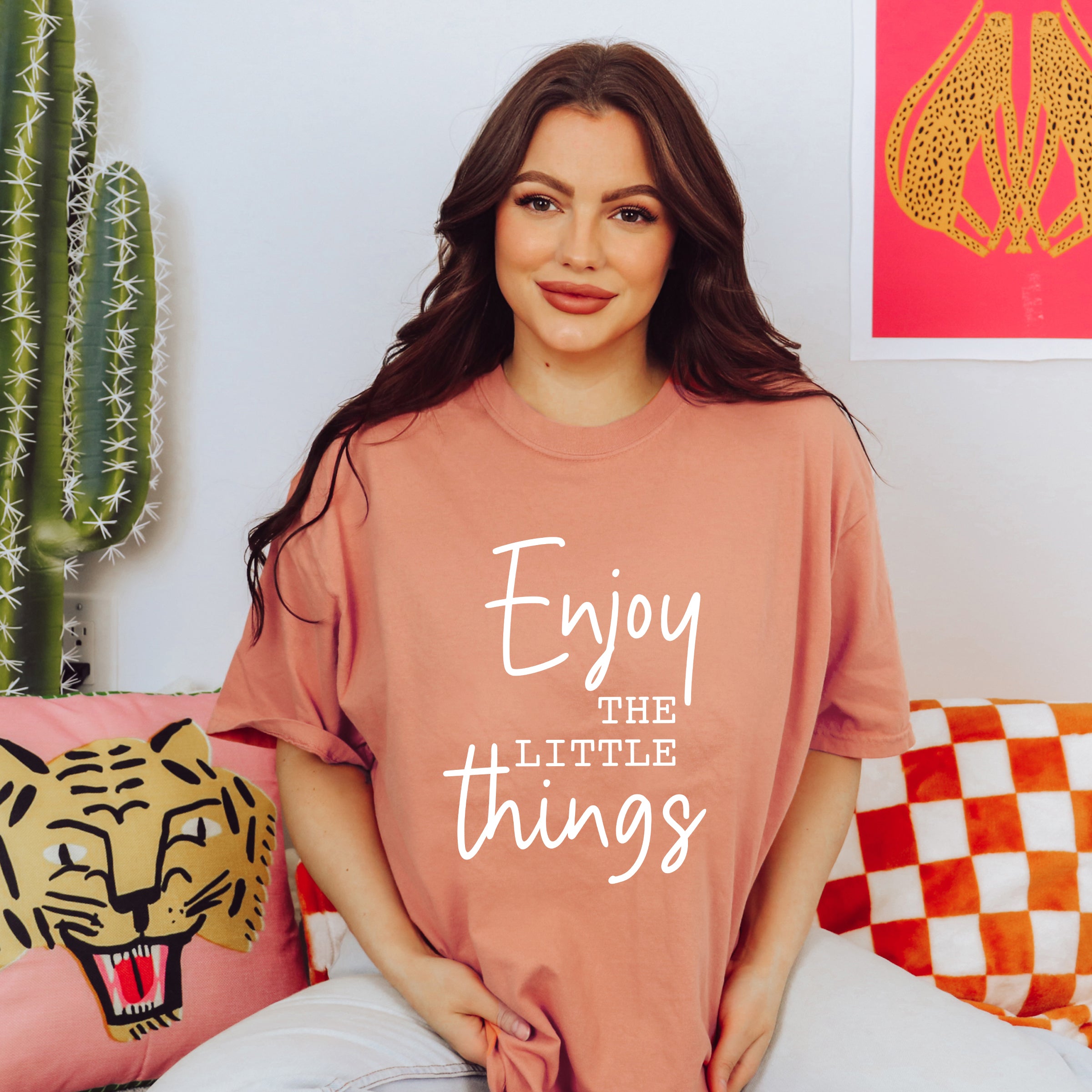 Enjoy The Little Things Script | Garment Dyed Short Sleeve Tee