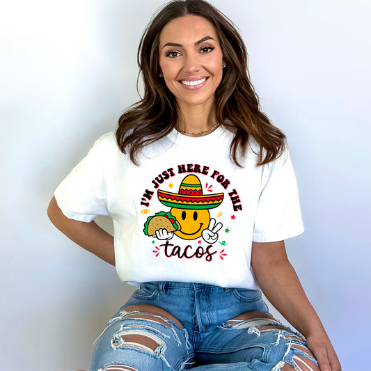 Here For The Tacos Smiley | Garment Dyed Short Sleeve Tee