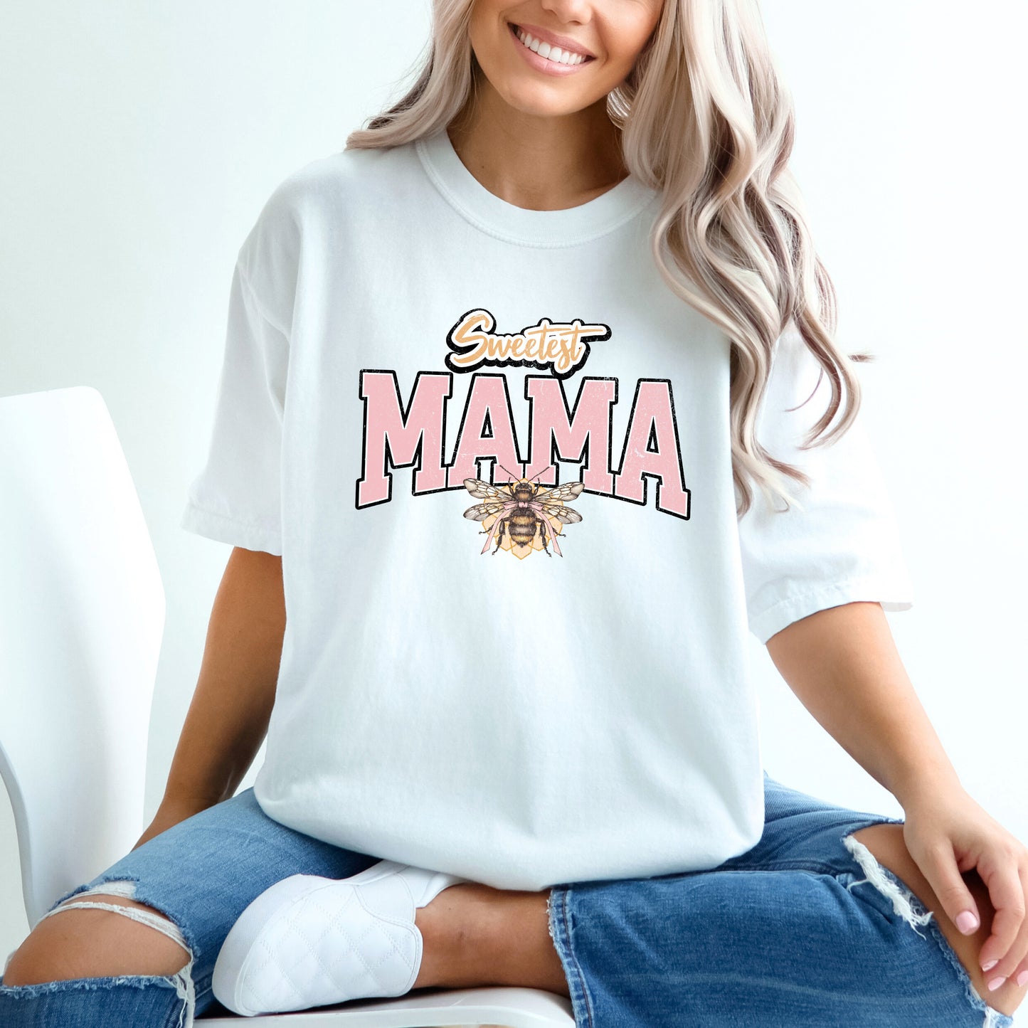 Coquette Sweetest Mama Bee | Garment Dyed Short Sleeve Tee