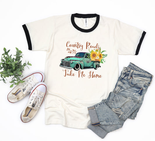 Country Roads Truck | Ringer Tee